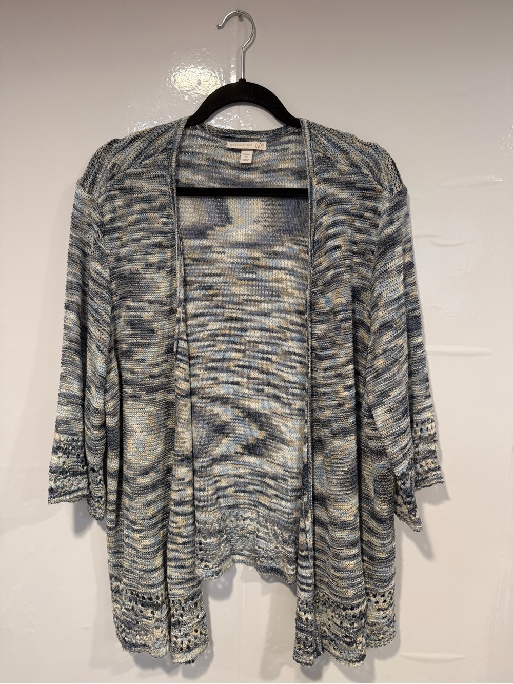 Westport 1962 Women Blue Multi-Color Knit Open-Front Cardigan Sweater 2X